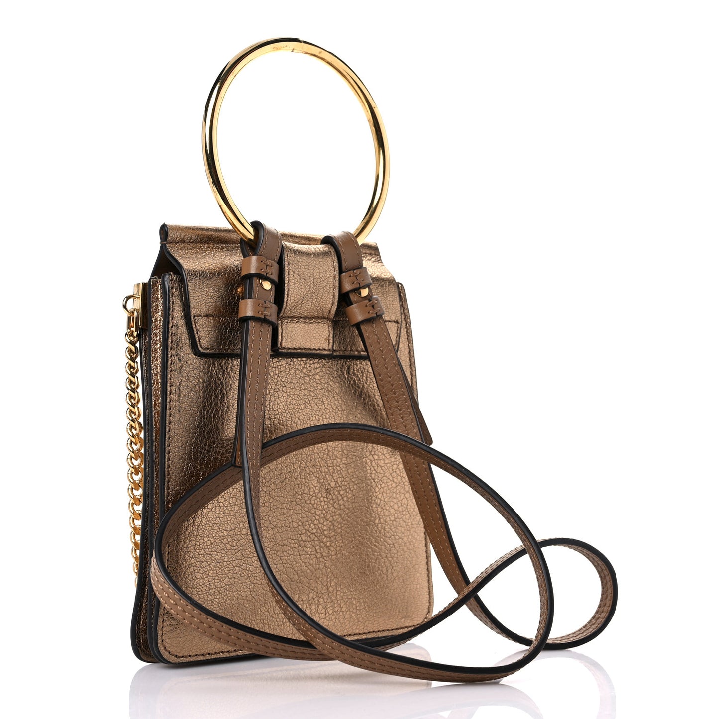 Metallic Calfskin Mini Faye Bracelet Bag Gold