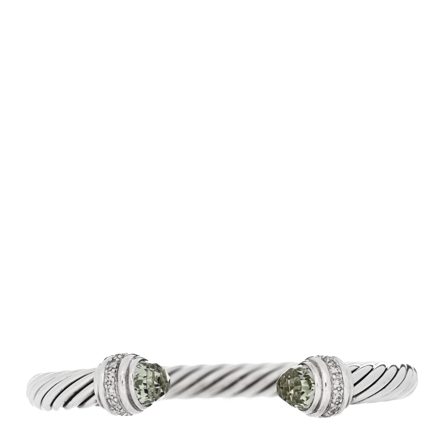 Sterling Silver Diamond Prasiolite 7mm Cable Classics Bracelet