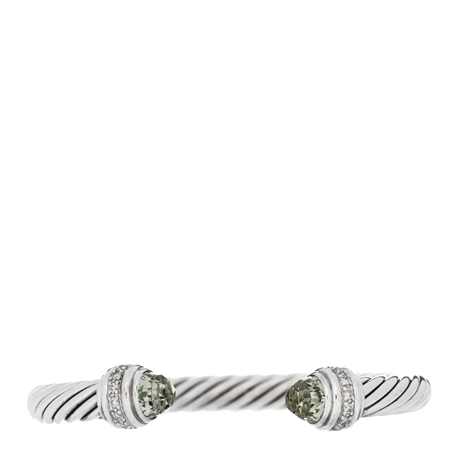 David Yurman Sterling Silver Diamond Prasiolite 7mm Cable Classics Bracelet 1 of 3