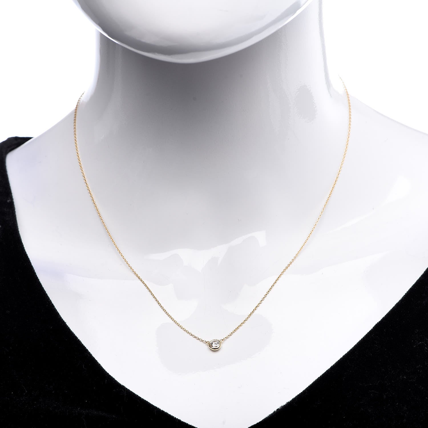 Tiffany 18K Yellow Gold Diamond .23ct Elsa Peretti Diamonds by the Yard Pendant Necklace 2 of 7