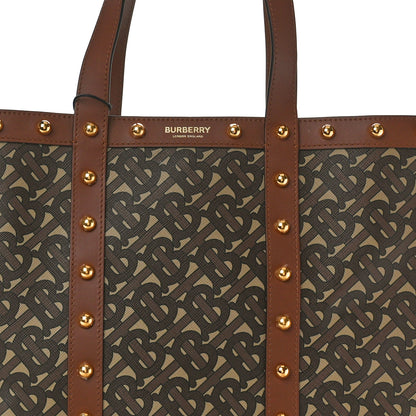 Burberry E-Canvas Monogram Studded Small Book Tote Tan Tan 7 of 10