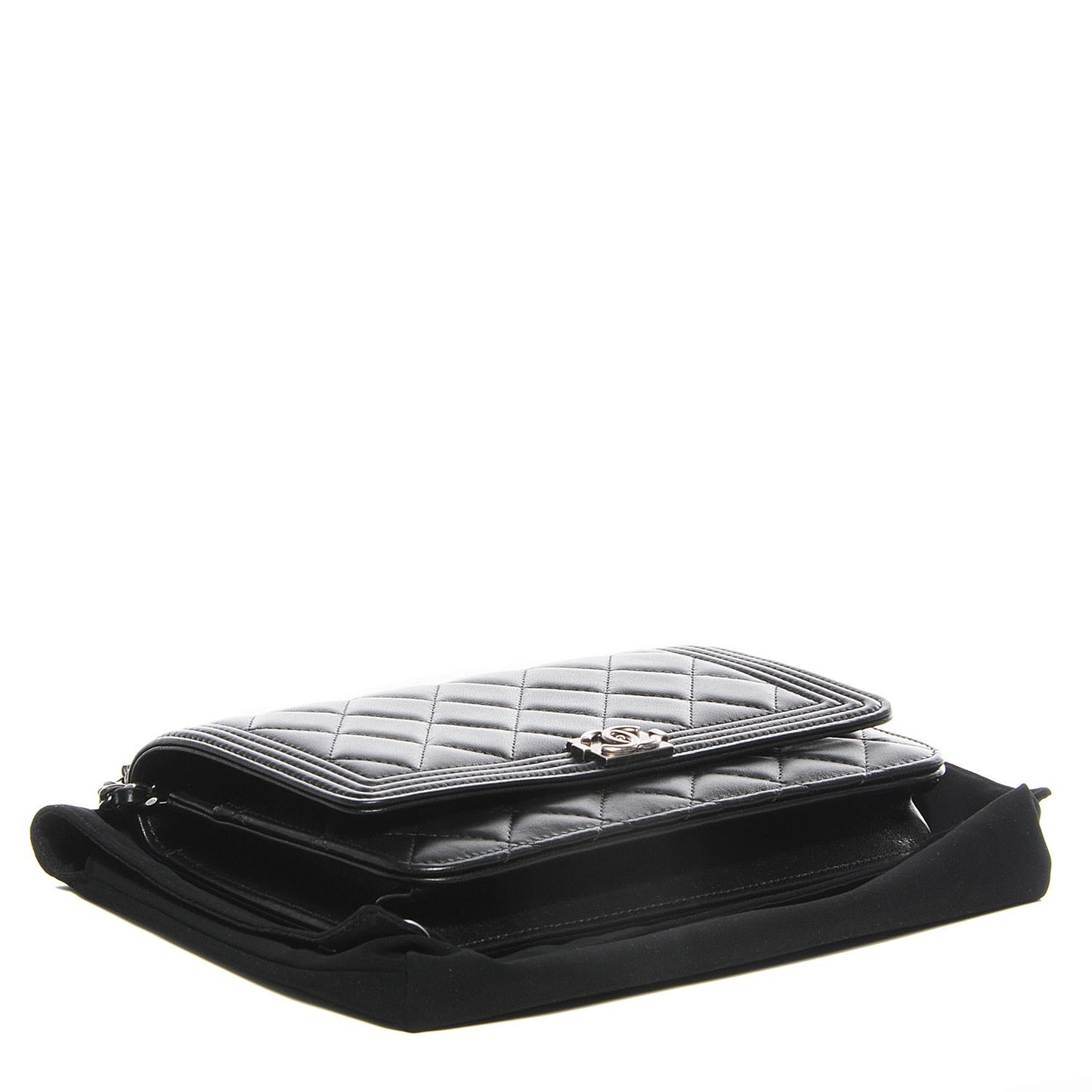 Lambskin Quilted Boy Wallet On Chain WOC Black