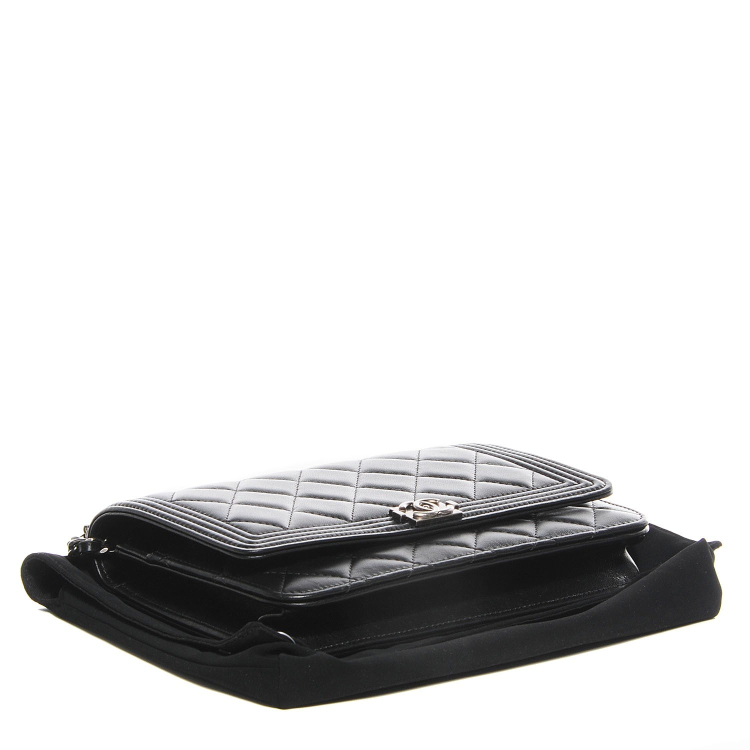 Chanel Lambskin Quilted Boy Wallet On Chain WOC Black 4 of 9