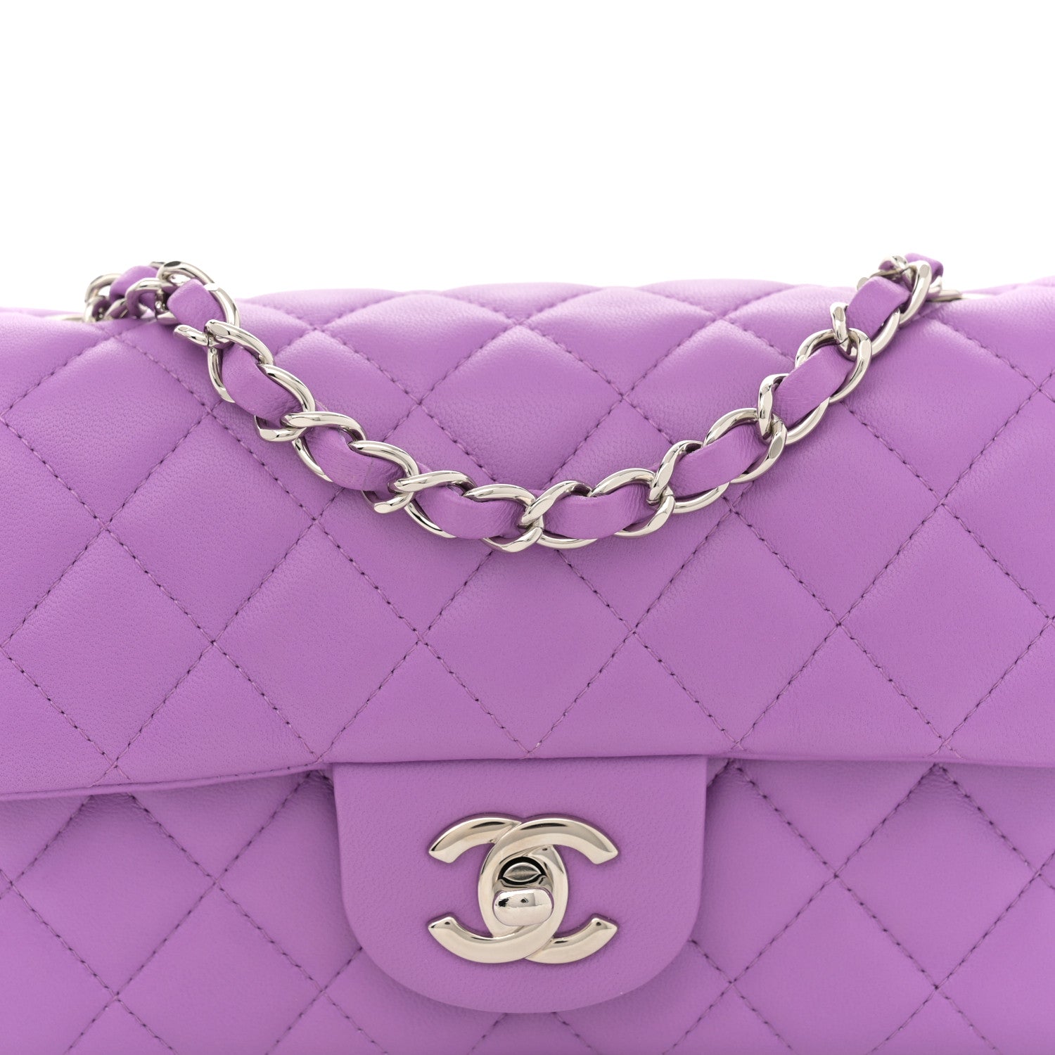 Chanel Lambskin Quilted Mini Rectangular Flap Purple 8 of 11