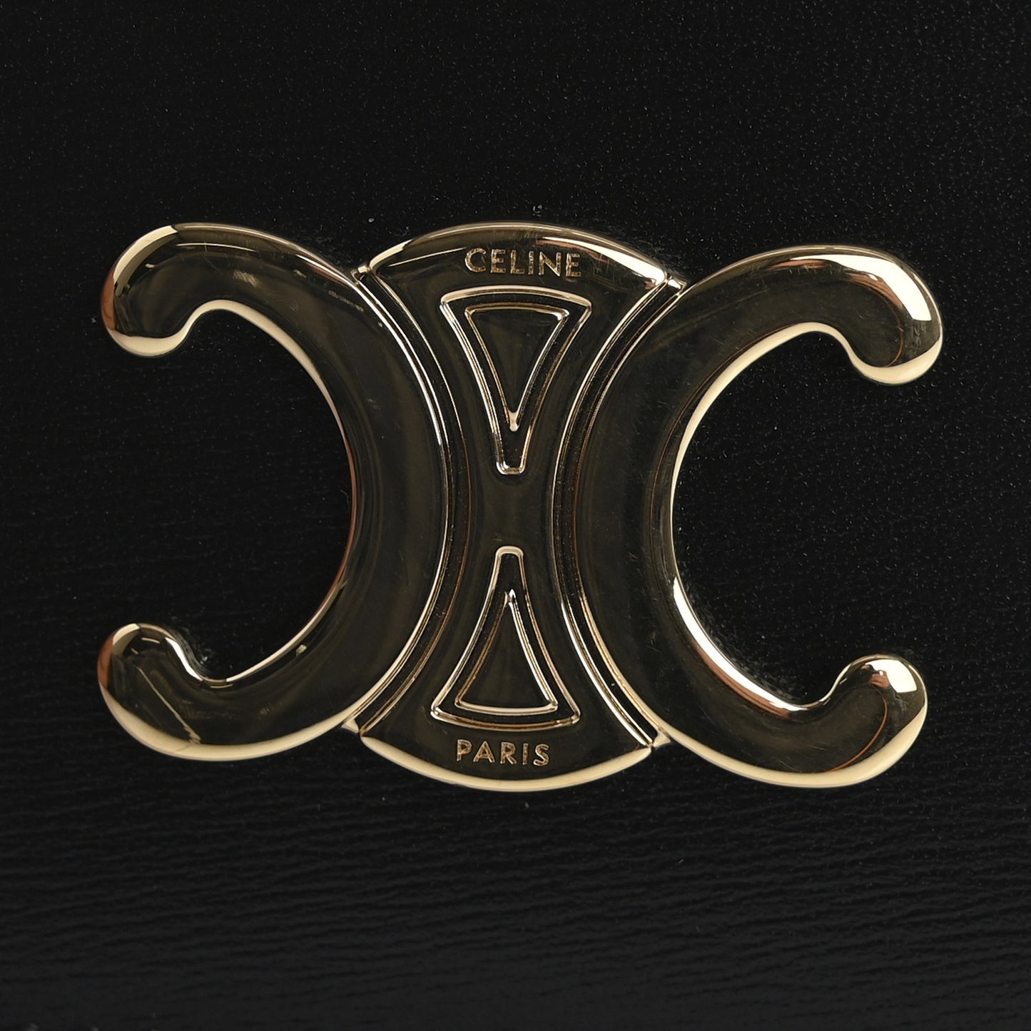 Shiny Calfskin Triomphe Compact Wallet Black