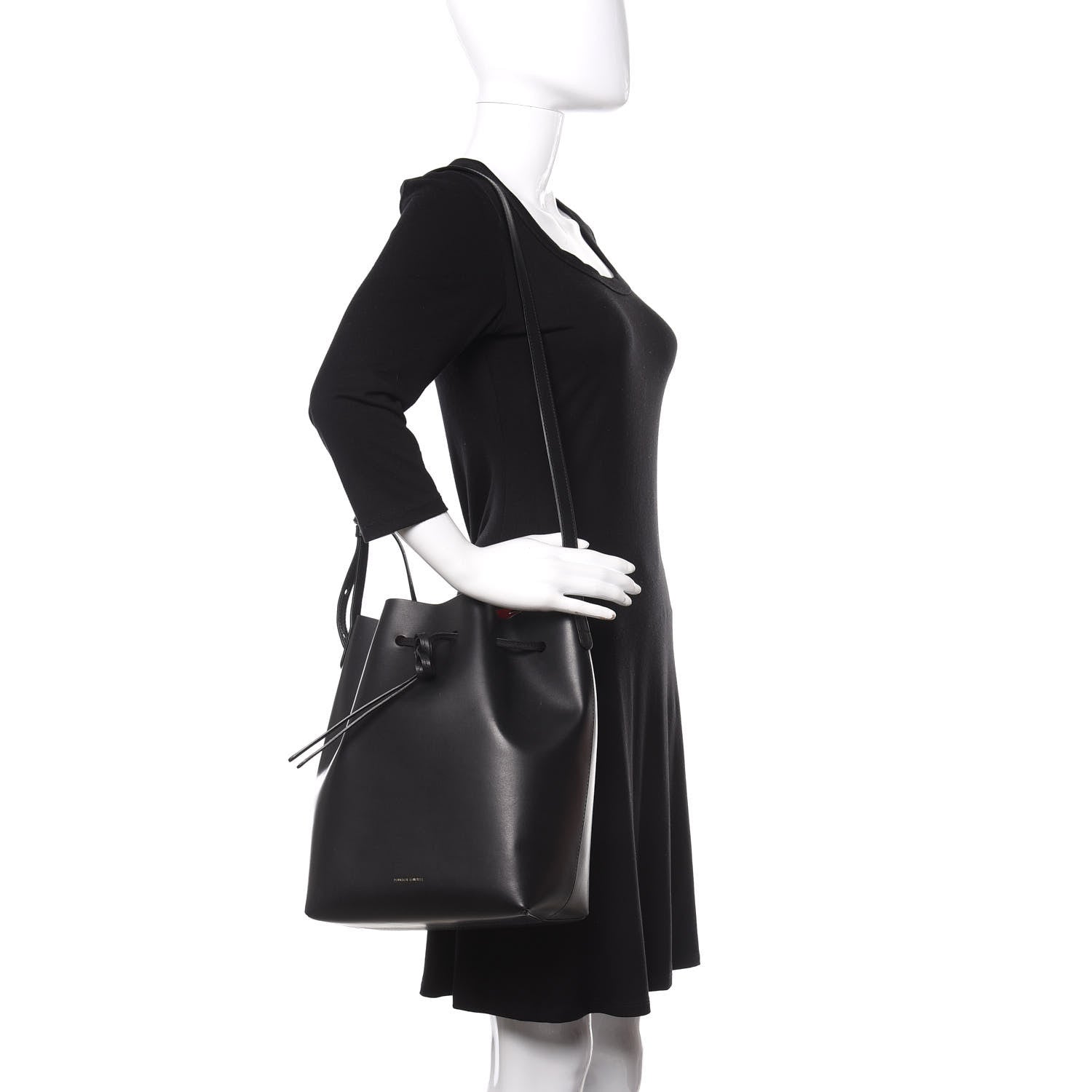 Mansur Gavriel Vegetable Tanned Calfskin Bucket Bag Black Flamma 2 of 11
