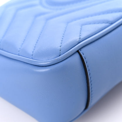 Gucci Calfskin Matelasse Mini GG Marmont Shoulder Bag Clear Sky Blue 10 of 19