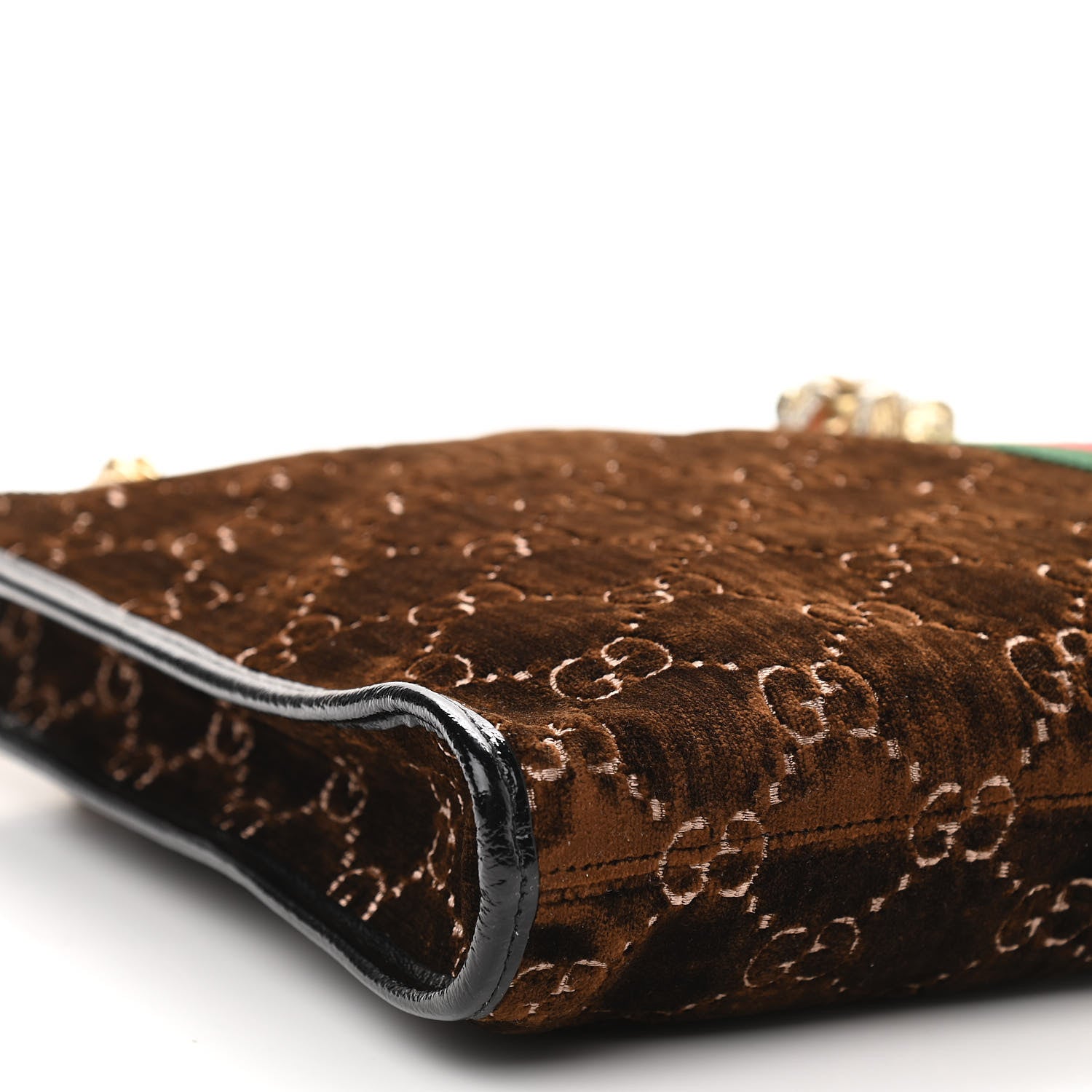 Gucci Velvet GG Monogram Large Rajah Chain Tote Brown 11 of 12