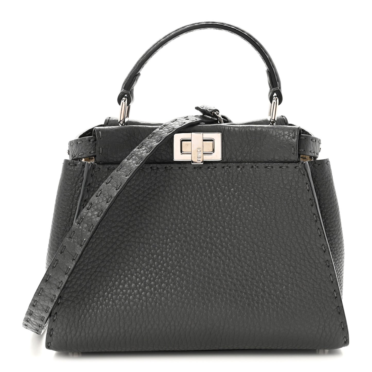 Cuoio Romano Selleria Bi-Color Mini Peekaboo Iconic Satchel Asfalto Latte
