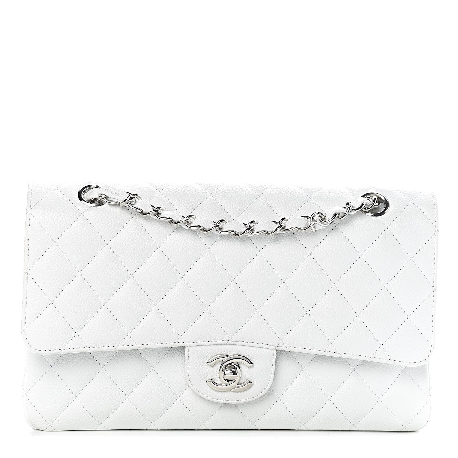Chanel Caviar Quilted Medium Double Flap White 1 of 10