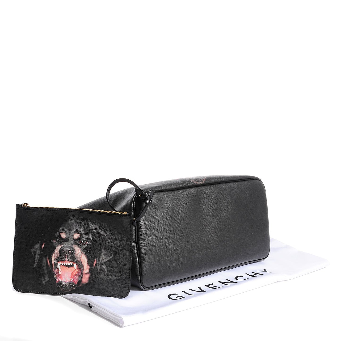 Textured Coated Canvas Rottweiler Pint Large Antigona Tote Black