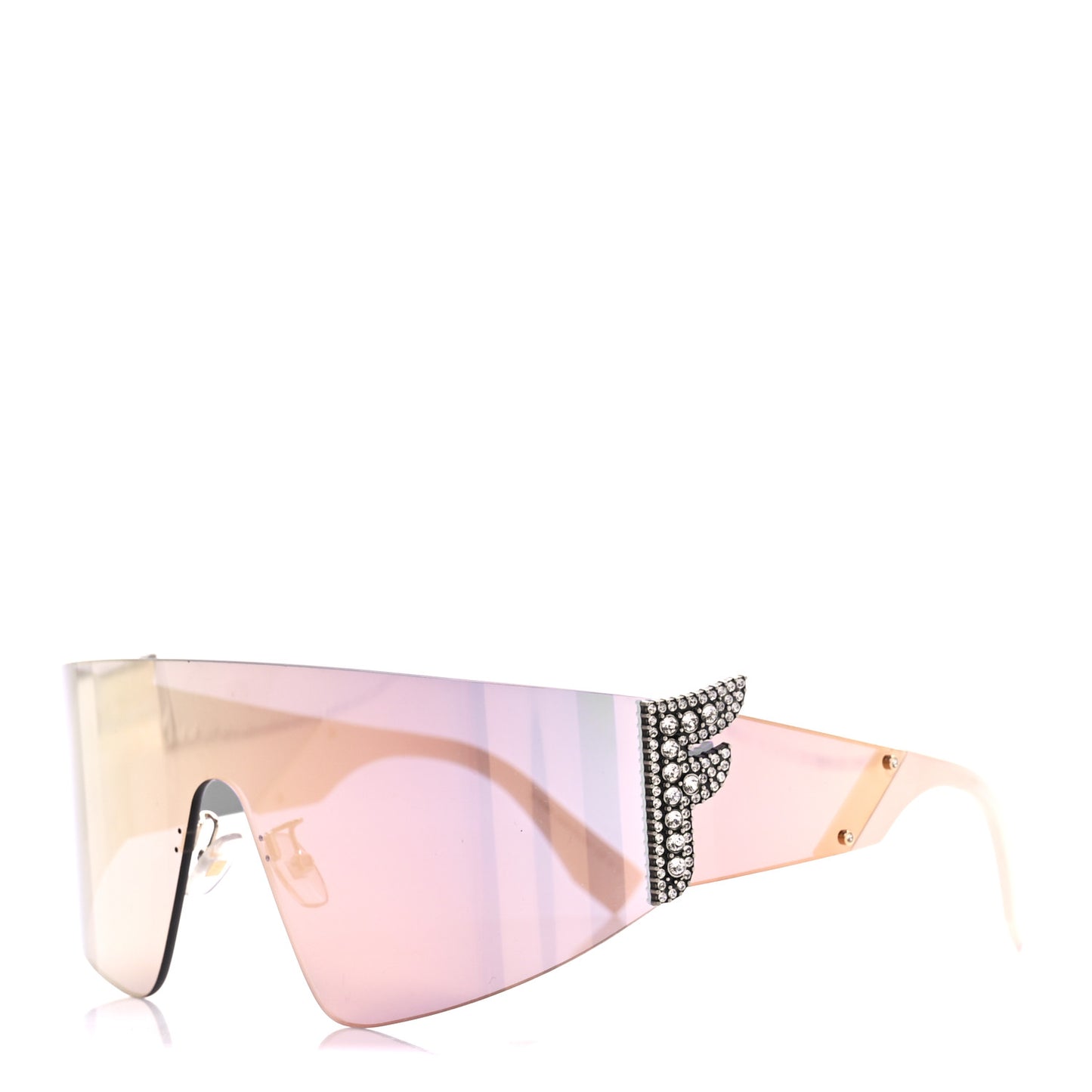 Mirrored Crystal Embellished FFreedom Shield Sunglasses FF 0382/S Pink