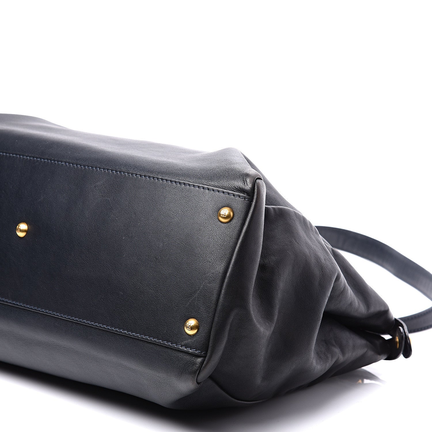 Fendi Calfskin Denim Zucca Large Peekaboo Iconic Satchel Navy 10 of 11