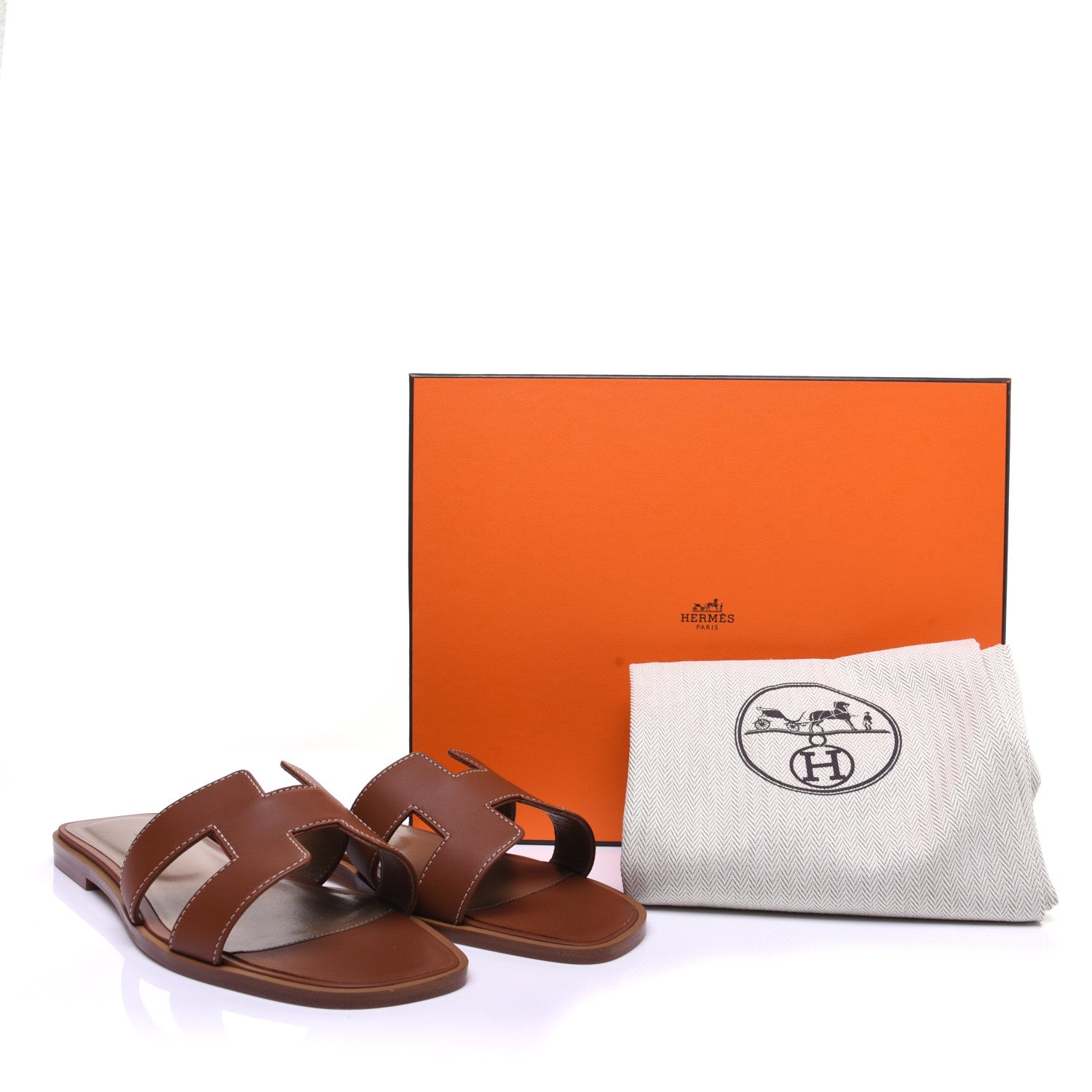 Hermes Box Calfskin Oran Sandals 38 Gold 11 of 11