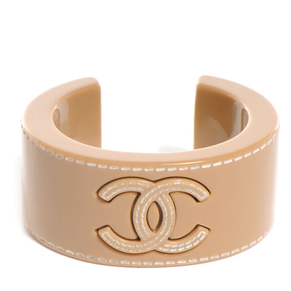 Chanel Resin Stitched CC Cuff Beige 1 of 5