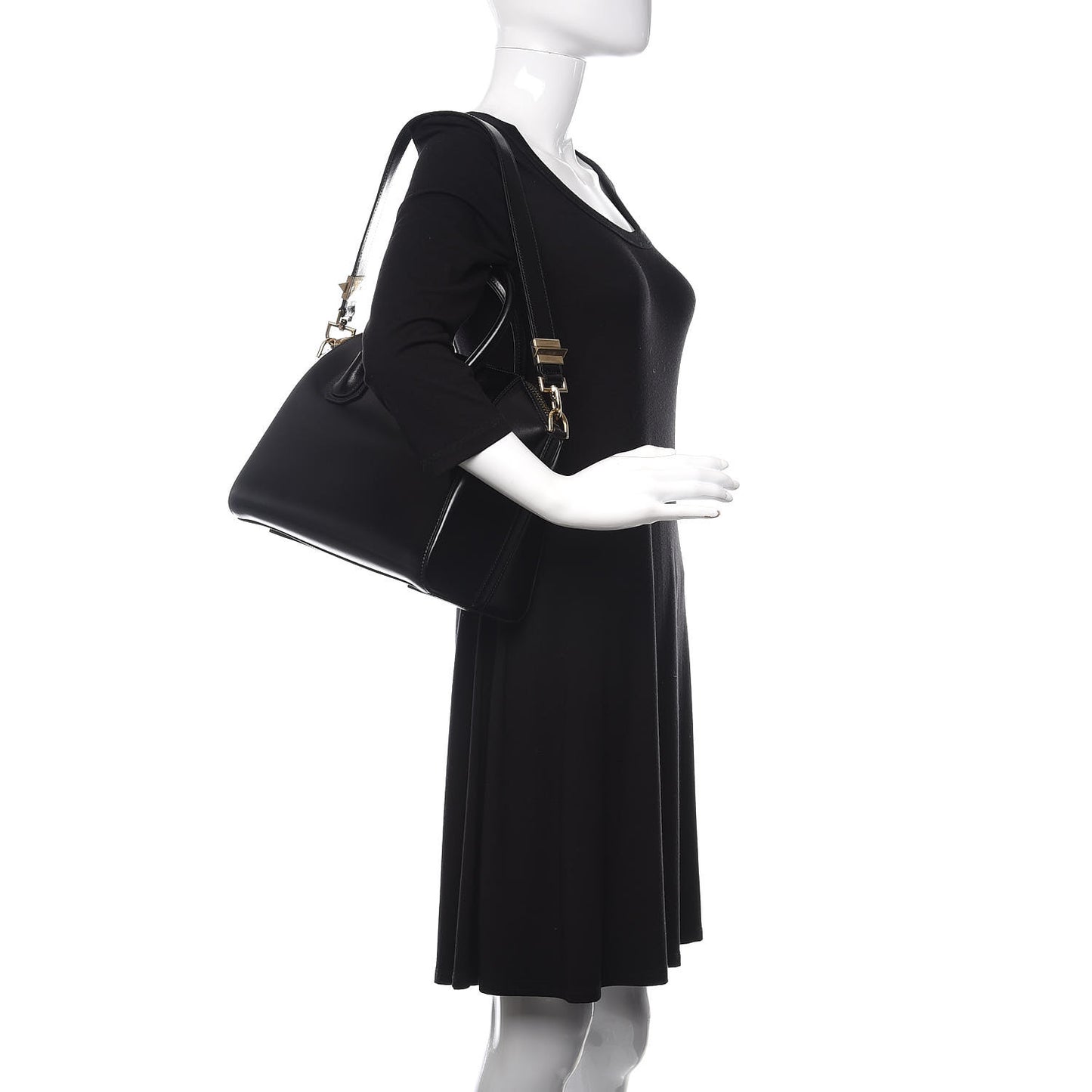 Shiny Lord Calfskin Small Antigona Black