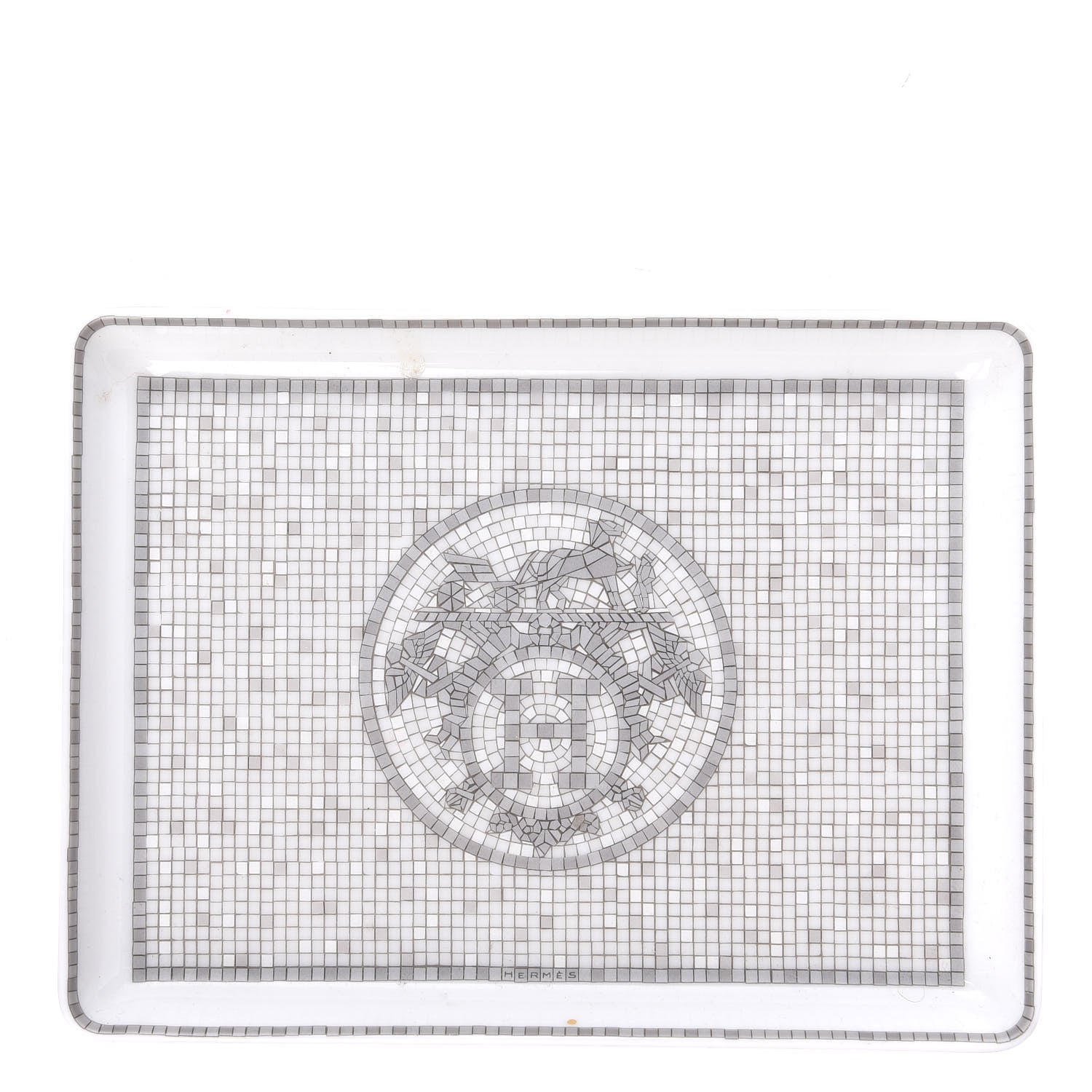 Hermes Porcelain Mosaique Au 24 Sushi Plate Platine 1 of 8