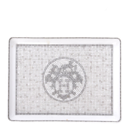 Hermes Porcelain Mosaique Au 24 Sushi Plate Platine 1 of 8