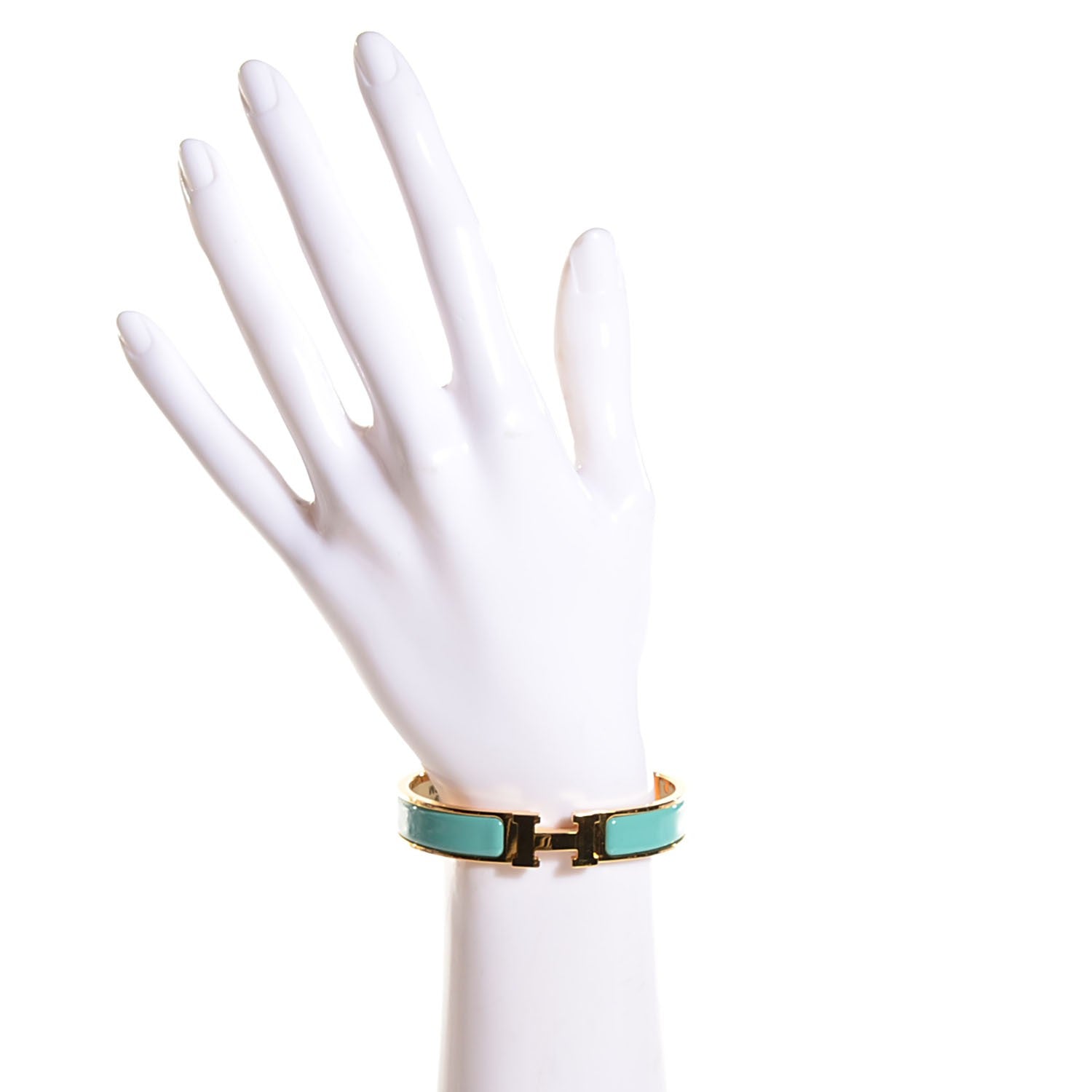 Hermes Enamel Narrow Clic Clac H Bracelet GM Bleu Atoll 2 of 8