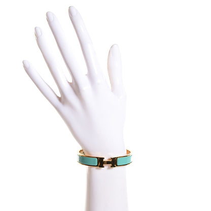 Hermes Enamel Narrow Clic Clac H Bracelet GM Bleu Atoll 2 of 8