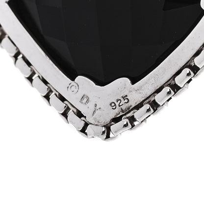 David Yurman Sterling Silver Diamond Black Onyx 20mm Cushion On Point Pendant Necklace 5 of 5