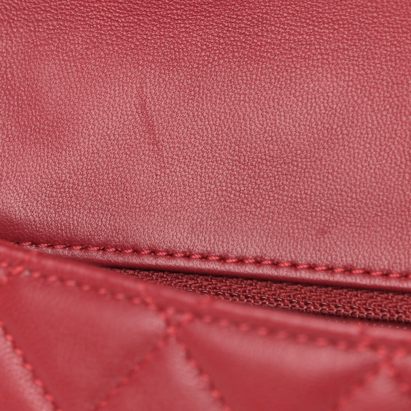 Lambskin Quilted Small Hula Hoop Flap Red