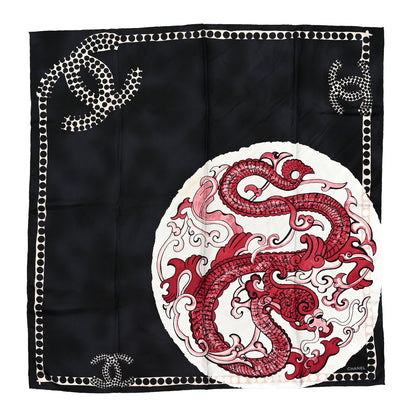 Chanel Silk Dragon CC Scarf Black 1 of 3