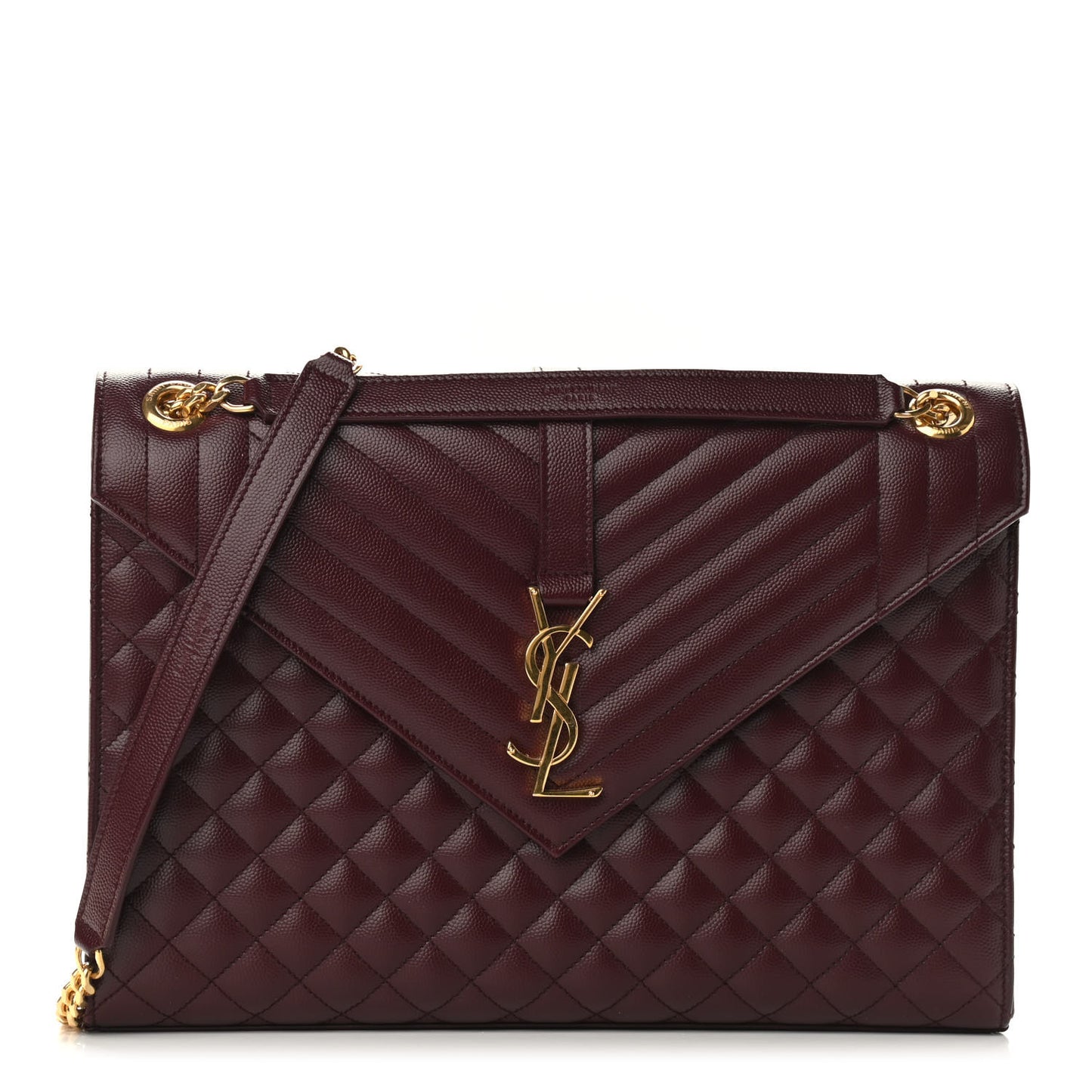 Grain De Poudre Mixed Matelasse Large Triquilt Monogram Satchel Rouge Legion
