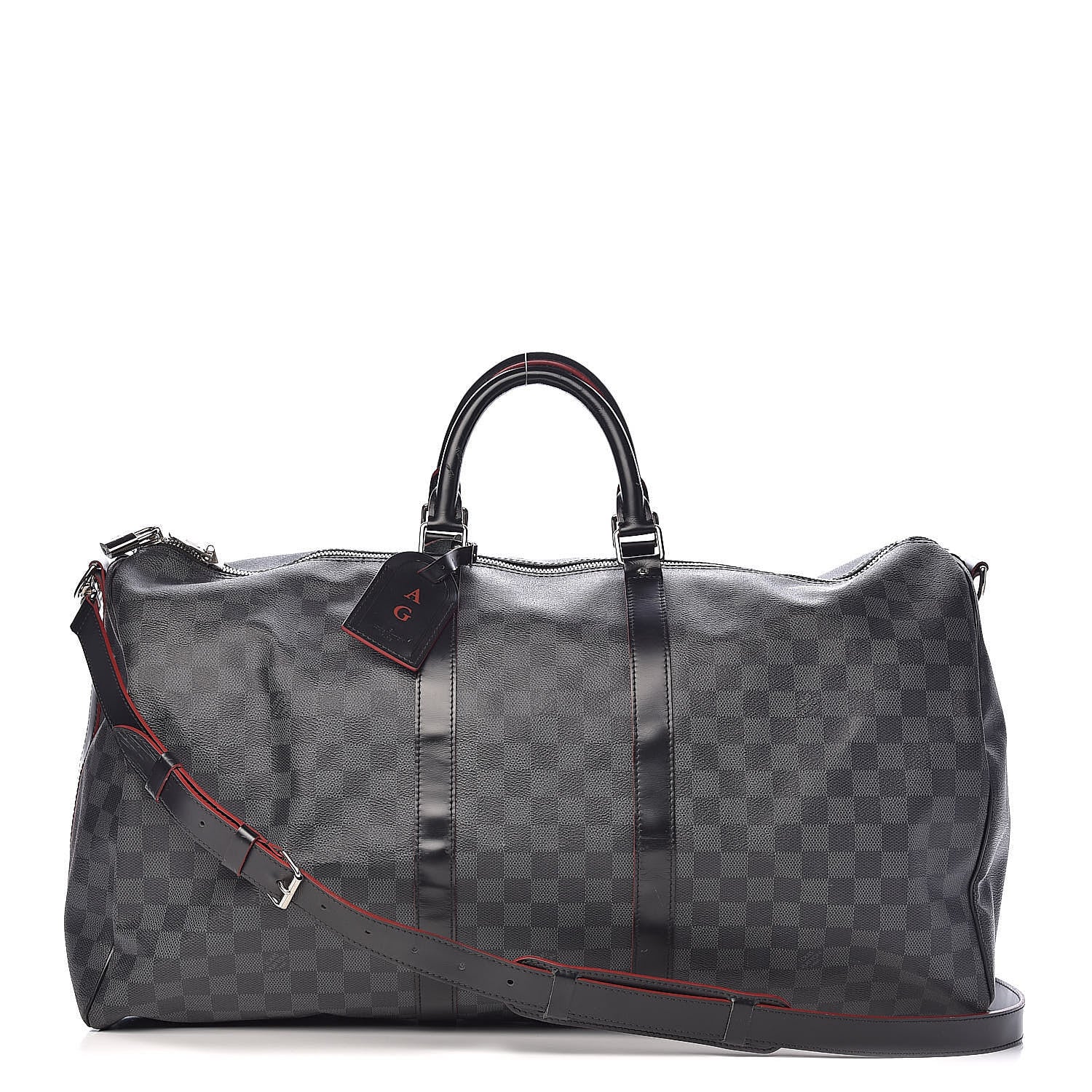 Louis Vuitton Damier Graphite Keepall Bandouliere 55 Rouge 1 of 21