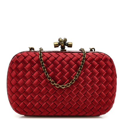 Bottega Veneta Satin Intreccio Impero Ayers Chain Knot Clutch Red 1 of 9