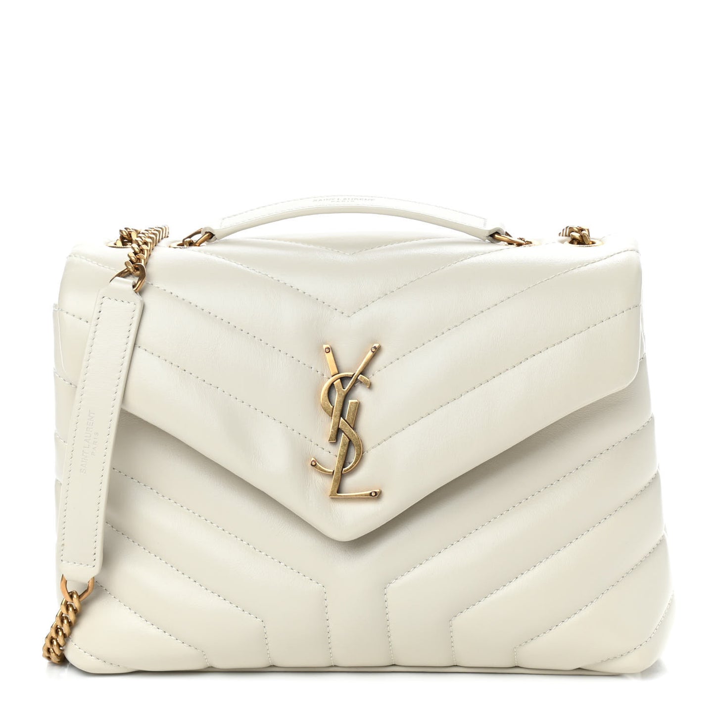 Calfskin Y Quilted Monogram Small Loulou Chain Satchel Ivory