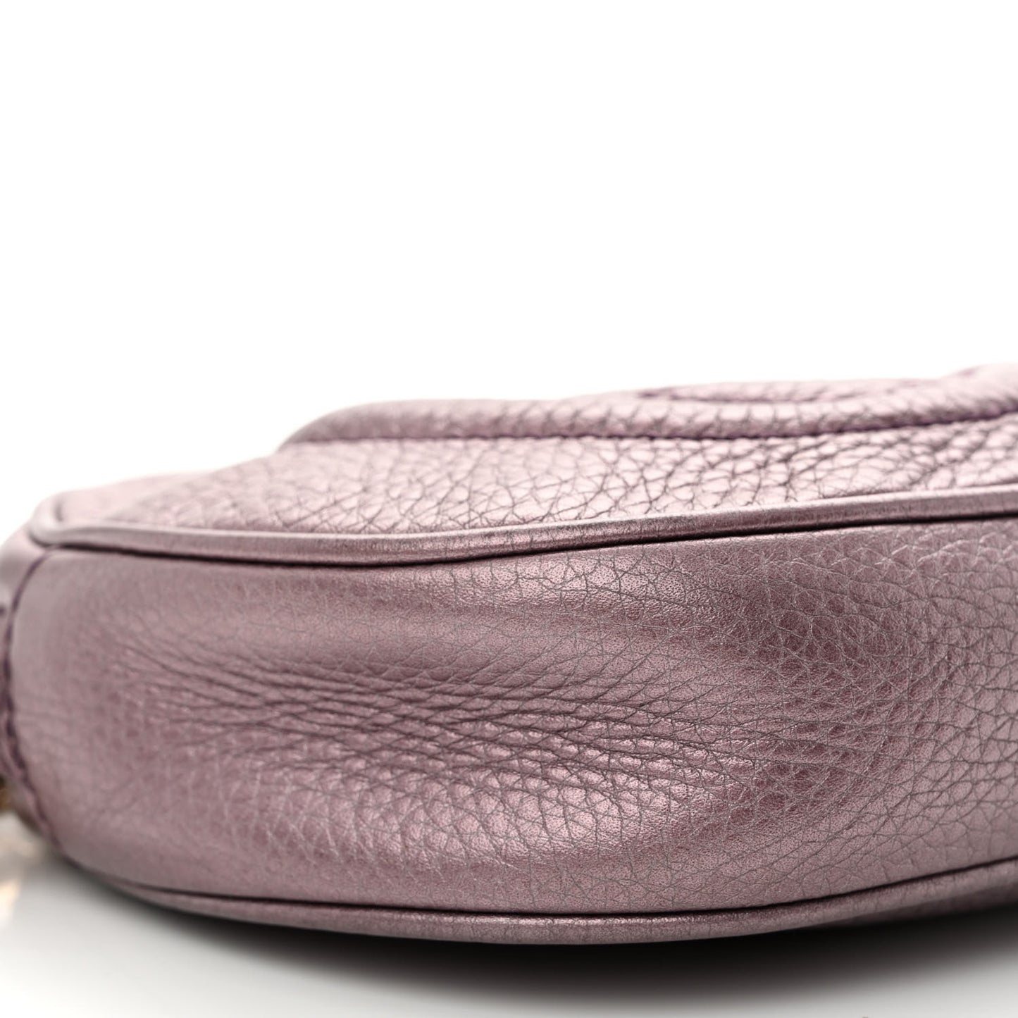 Metallic Pebbled Calfskin Mini Soho Chain Bag Purple