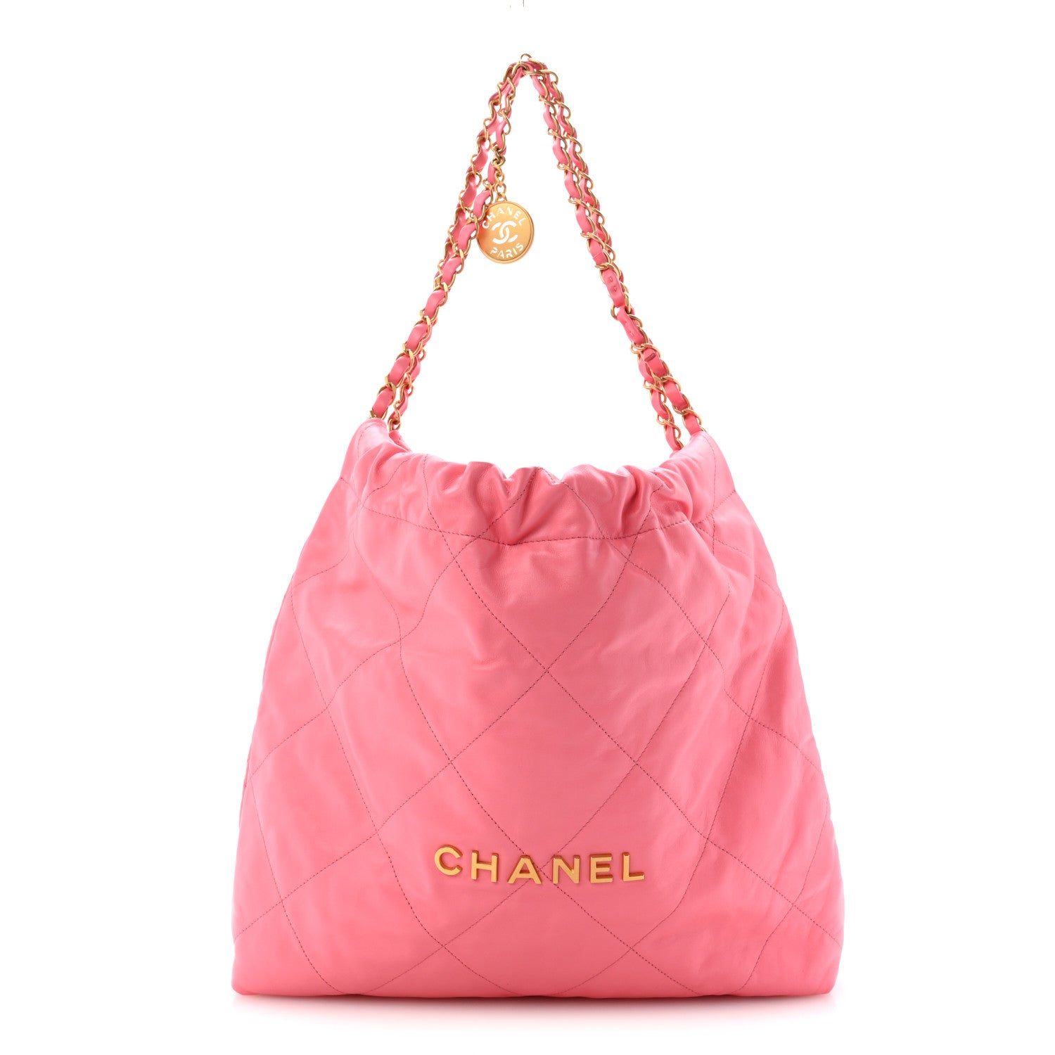 Chanel Shiny Calfskin Quilted Chanel 22 Coral Pink 1 of 11