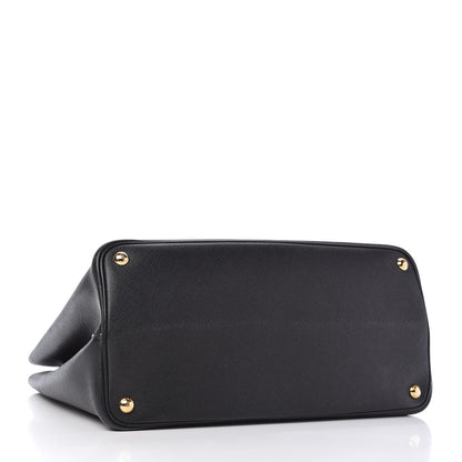 Prada Saffiano Cuir Medium Double Bag Black Fuoco 4 of 11
