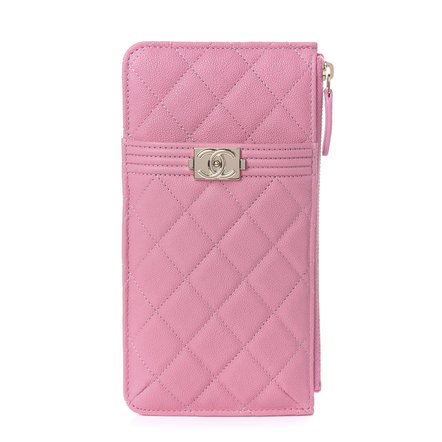 Chanel Caviar Quilted Boy Flat Wallet Pouch Pink 1 of 10