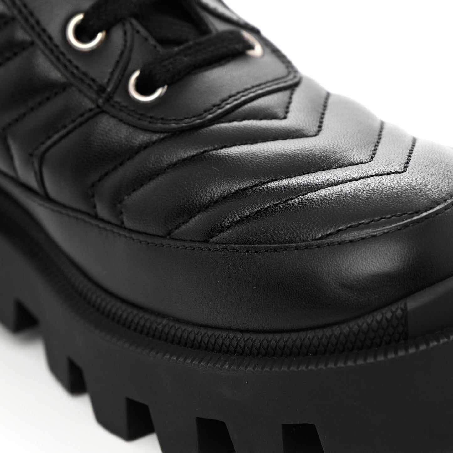Nappa Frances GG Matelasse Platform Combat Boots 36 black