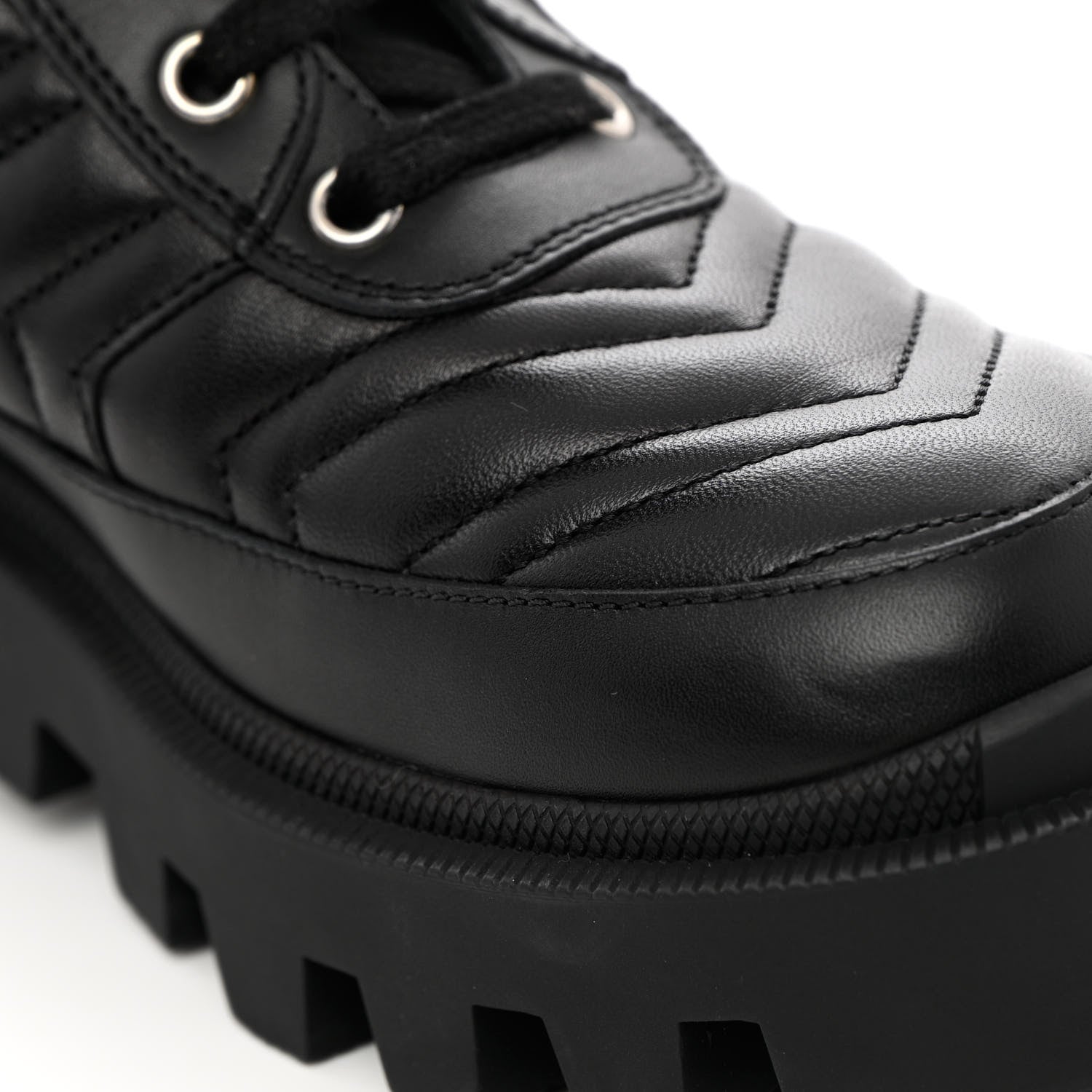 Gucci Nappa Frances GG Matelasse Platform Combat Boots 36 black 10 of 13