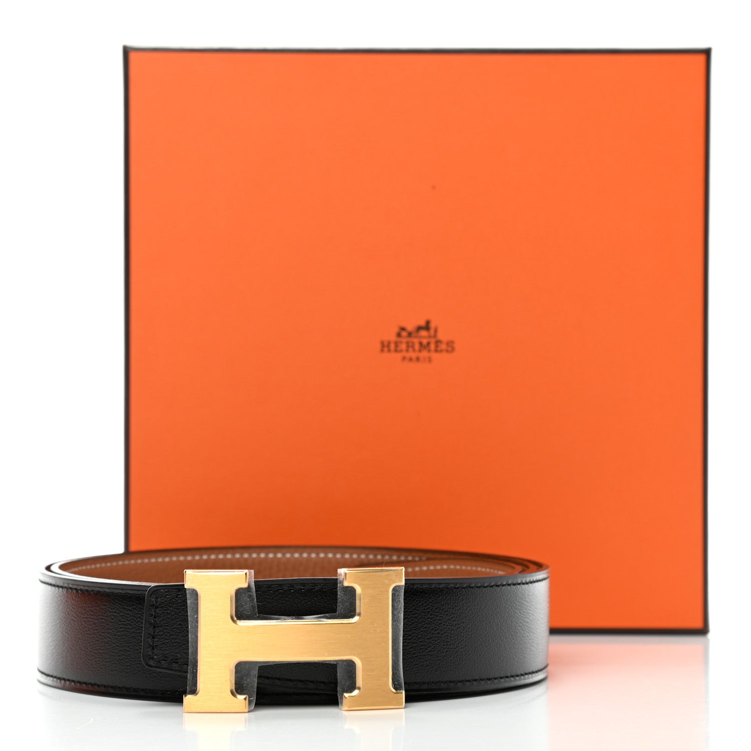 Hermes Box Togo 32mm H Belt 100 Black Gold 4 of 4
