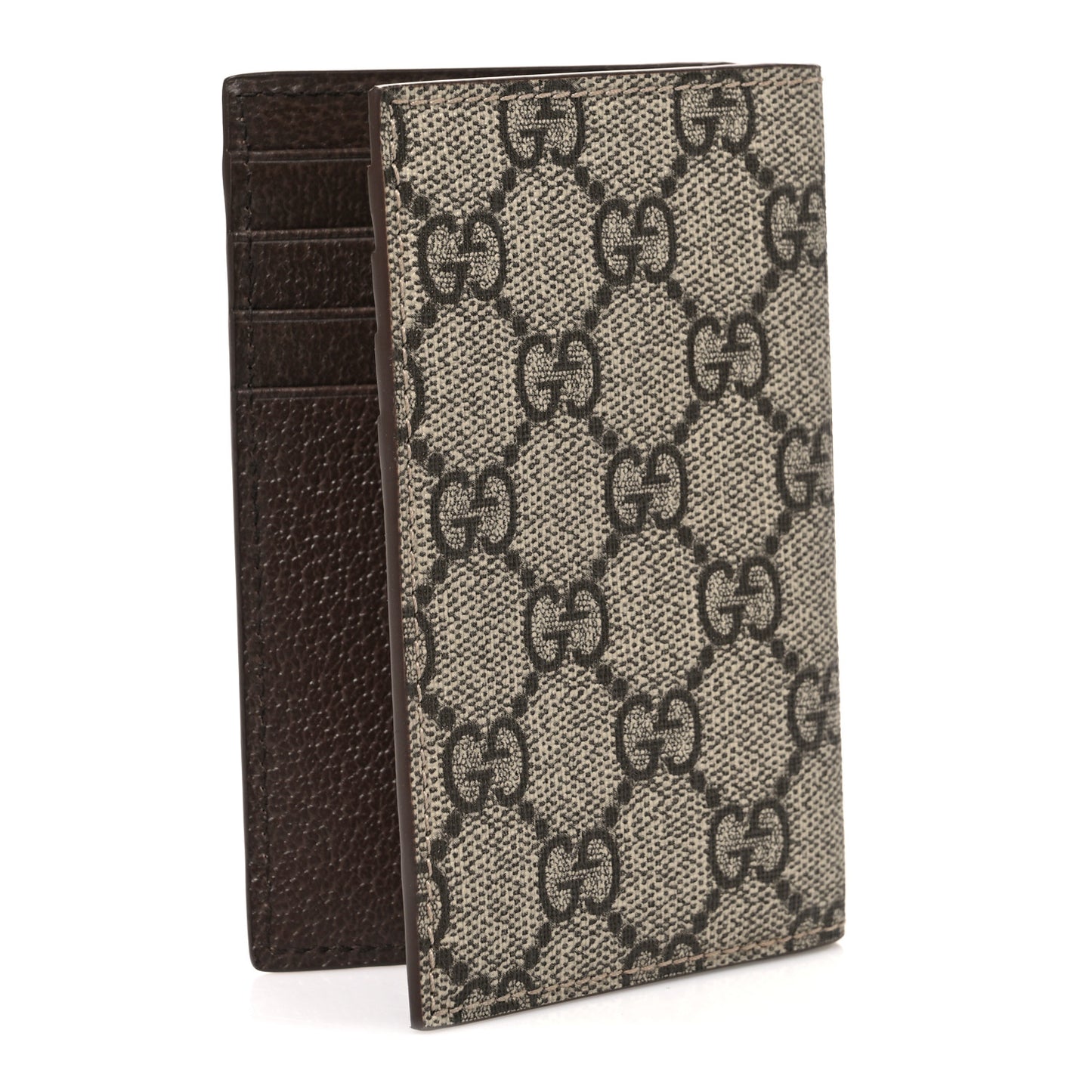 GG Supreme Monogram Bi-Color Long Card Case Beige Dark Brown
