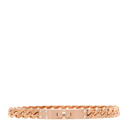 Hermes 18K Rose Gold Diamond PM Kelly Chaine Bracelet ST 1 of 3