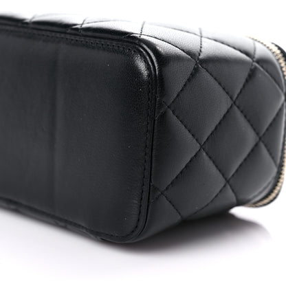 Chanel Lambskin Quilted Small Pearl Crush Vanity Case With Chain Black 9 of 10