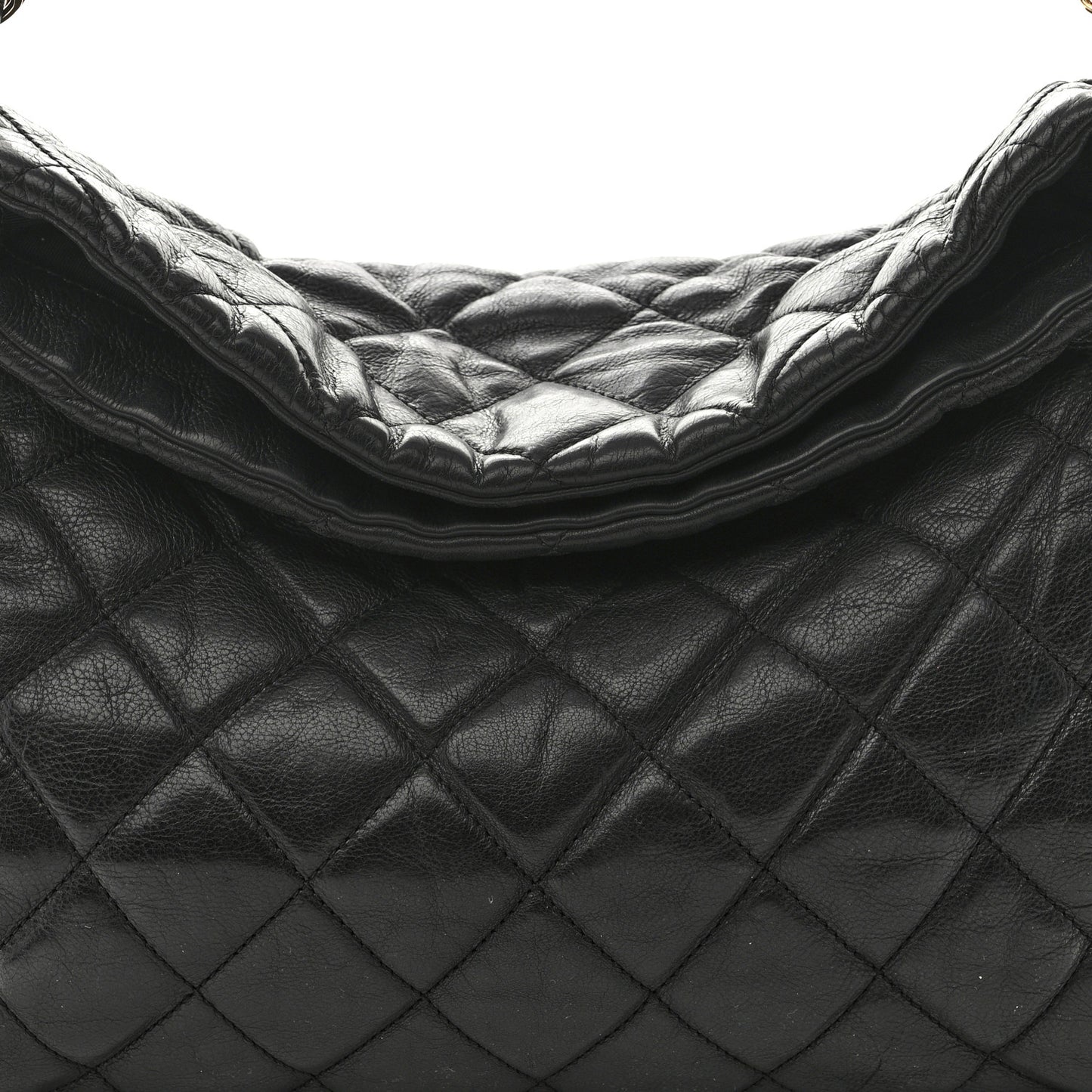 Calfskin Quilted Medium Chain Me Hobo Black