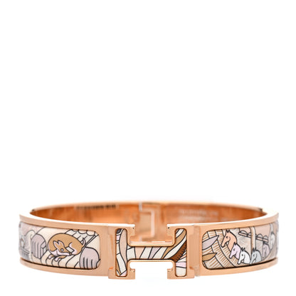 Hermes Enamel Narrow Print Cosmographia Universalis Clic Clac H Bracelet PM Sable 1 of 5