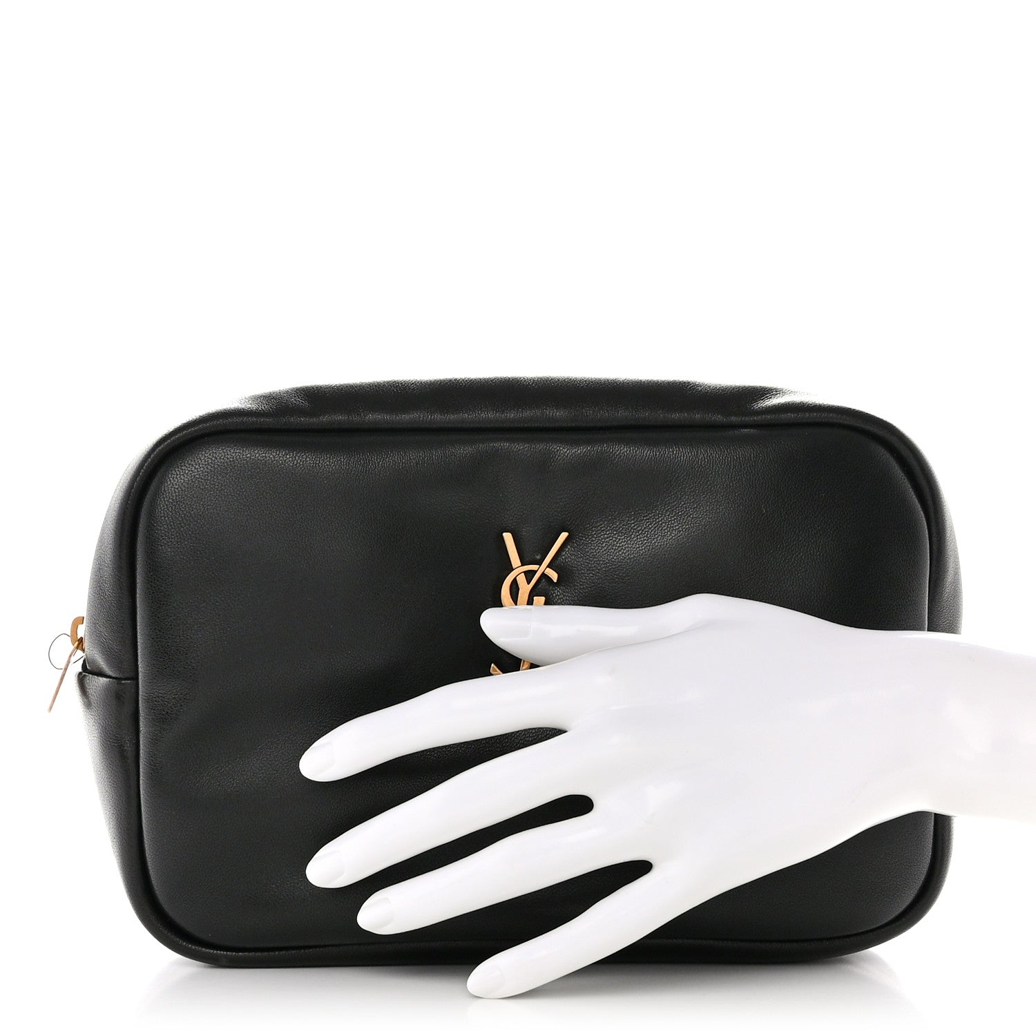 Saint Laurent Lambskin Calypso Cosmetic Case Black 2 of 8