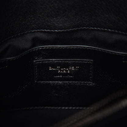 Saint Laurent Sheepskin Matelasse Chevron Monogram Medium College Bag Black 7 of 9
