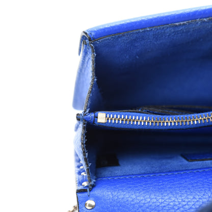 Valentino Garavani Grained Calfskin Rockstud Wallet on Chain Acid Blue 9 of 13