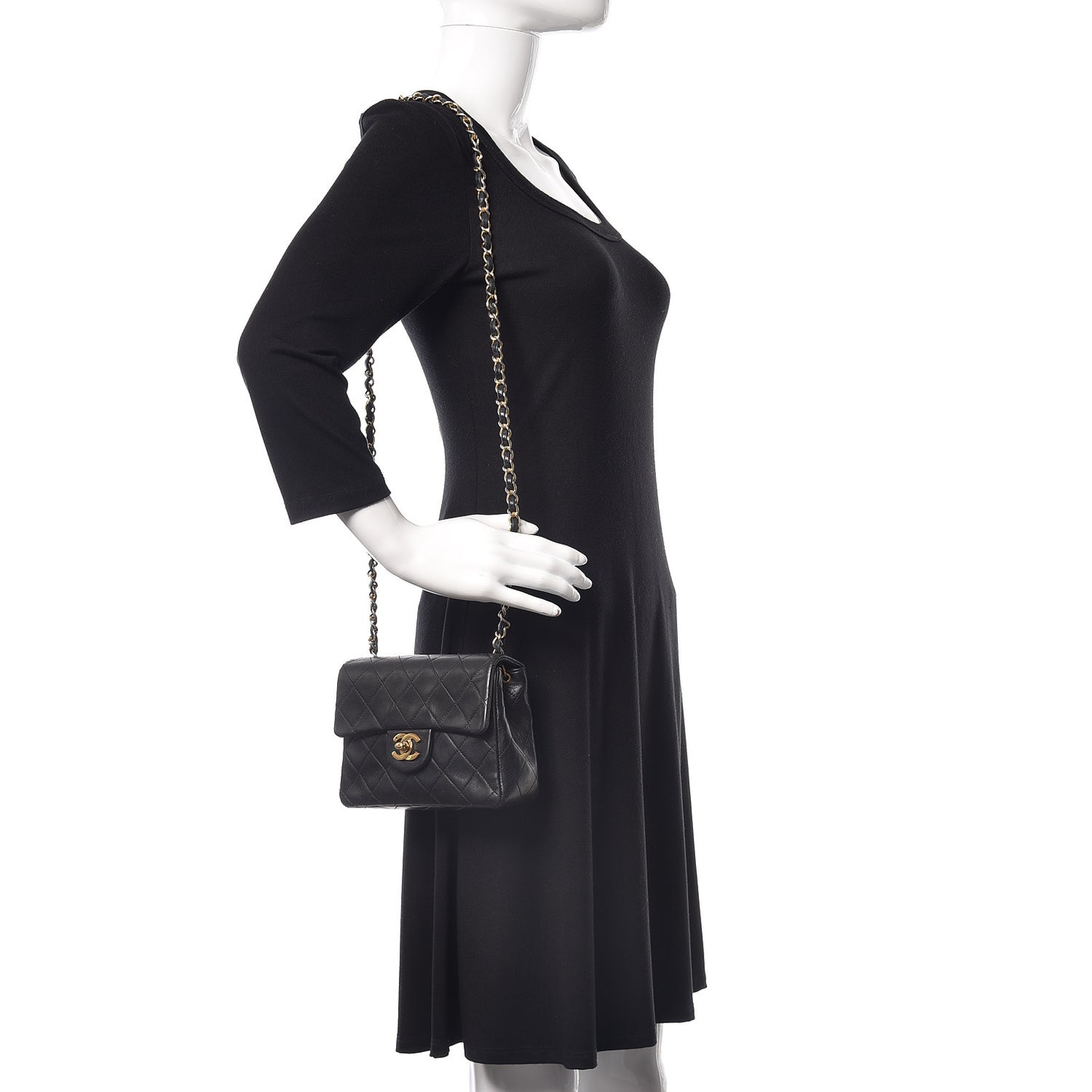 Lambskin Quilted Mini Square Flap Black