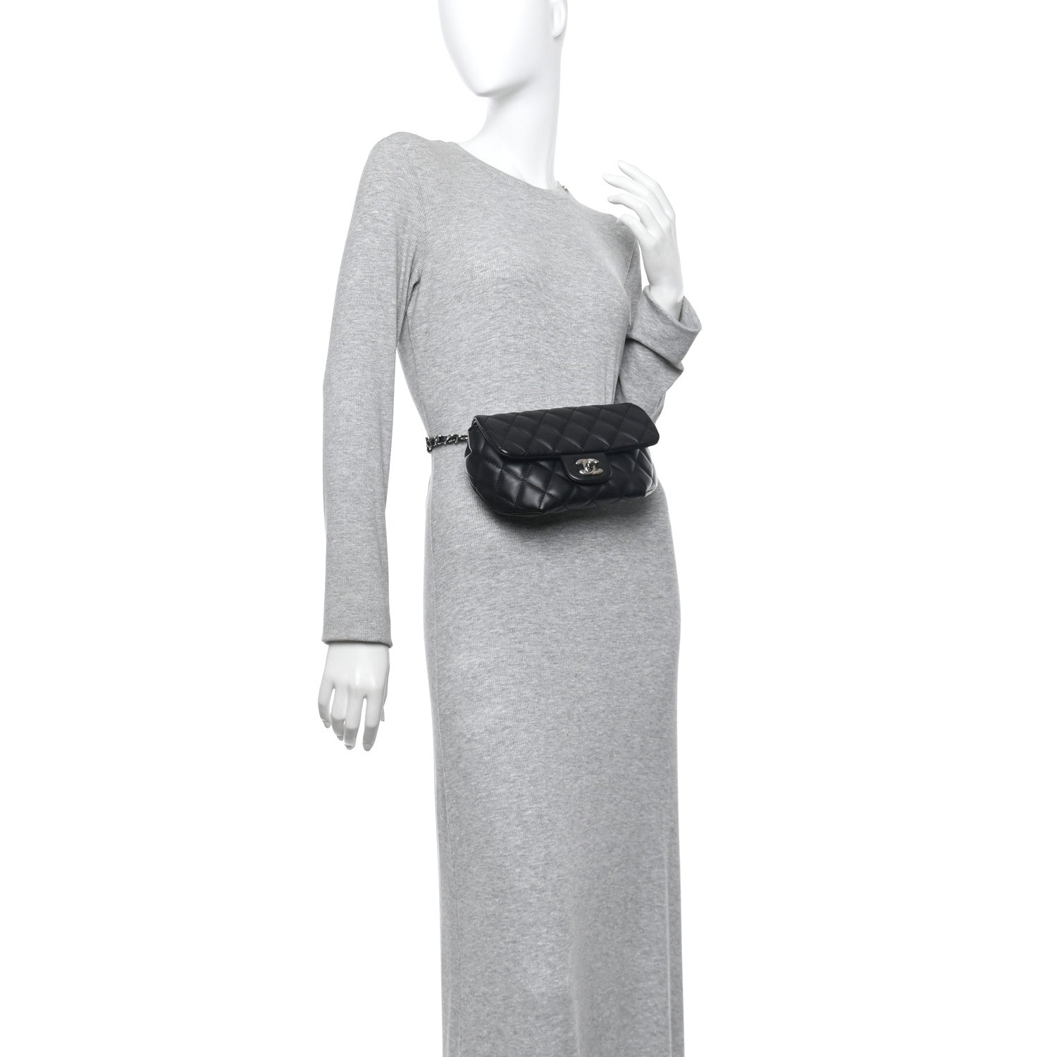 Chanel Calfskin Quilted CC Uniform Flap Belt Bag Black 2 of 10