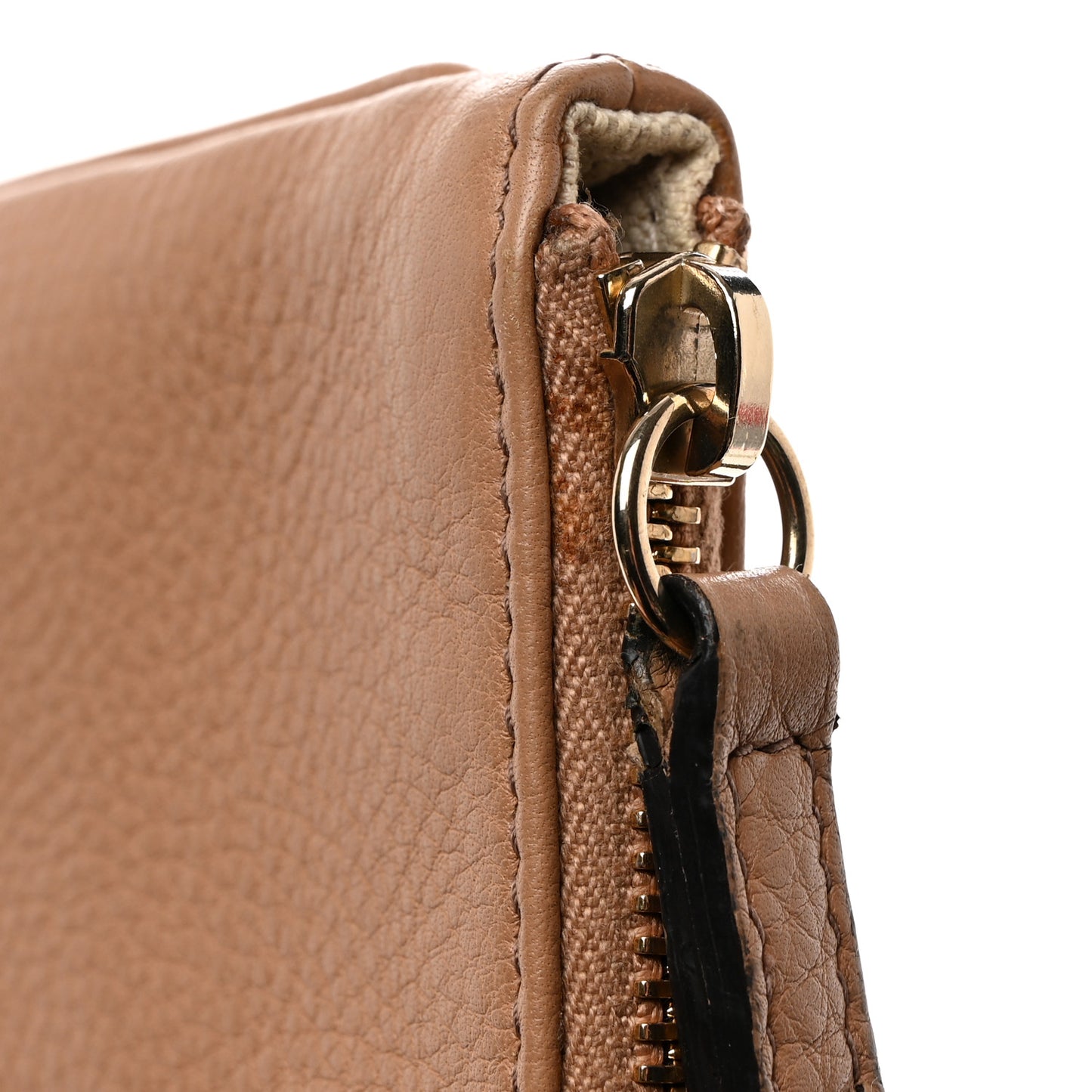 Pebbled Calfskin Soho Wristlet Camelia