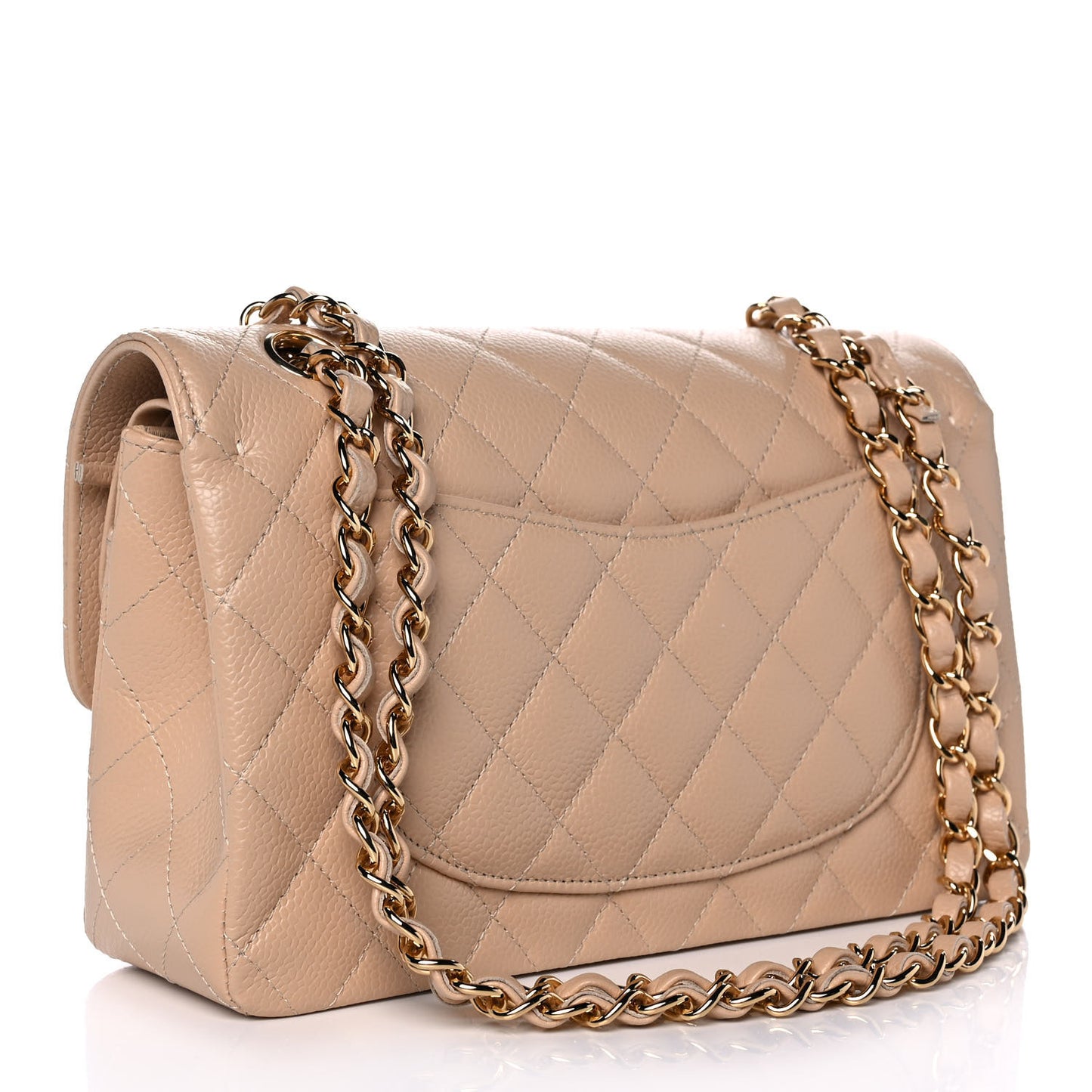 Caviar Quilted Small Double Flap Beige